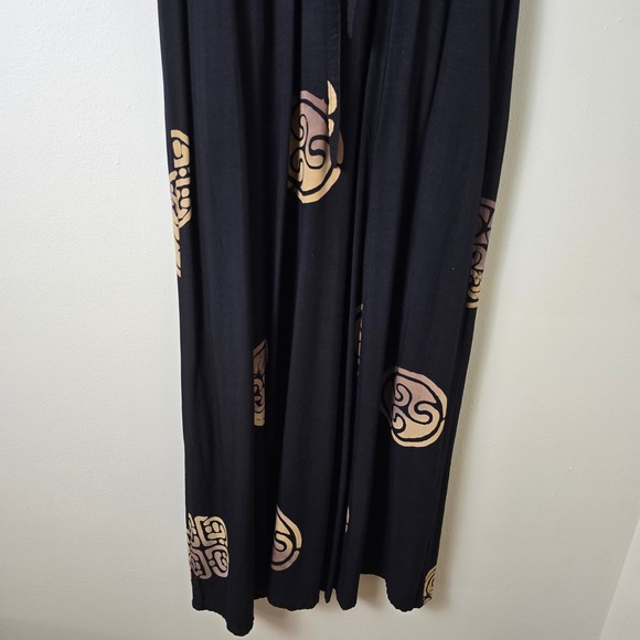 Smithsonian Batik Dress Womens Medium Short Sleeve Black Medallion Pattern - Picture 7 of 10